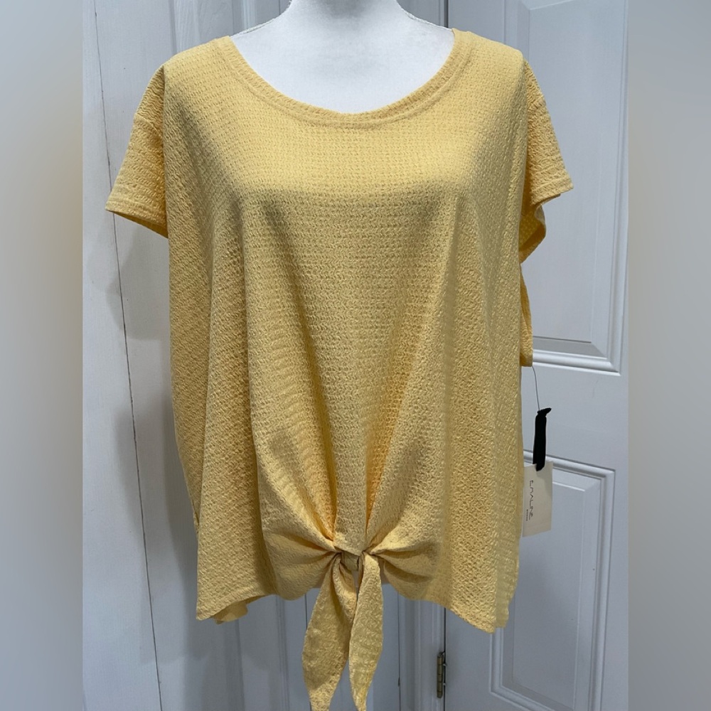 🌺Emaline NWT Polyester/Spandex Hem Bowed Short Sleeves Top, Size 3X